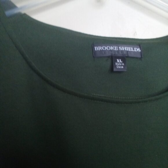 Brooke Shields Timeless Blouse XL Short Sleeve Side Zippers Green - Picture 3 of 12